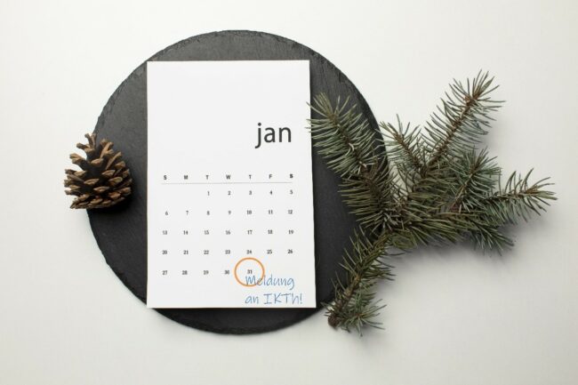 Kalender auf Schiefer, der 31. Januar ist eingekreist